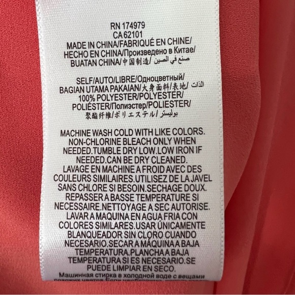 BCBGMaxAzria TARA sleeveless cascading coral chiffon high low shift dress M - Picture 10 of 10